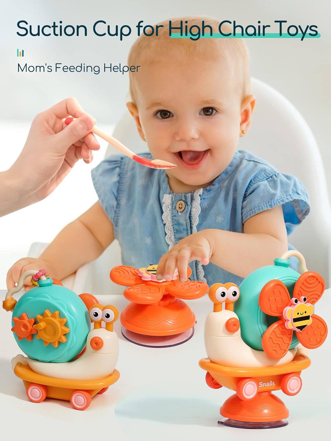 5-in-1 High Chair Toy with Suction Cups Spinner Toys for Baby Toy 6 to 12 Months,Infant Tray Strong Suction Cup Bath Sensory Fidget Toys for Boys Toddler Newborn Birthday Valentine Easter Gift - Image 4